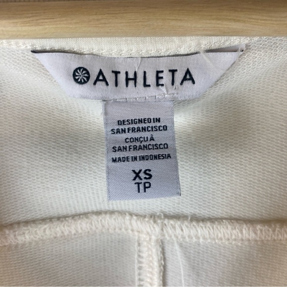 Athleta Women XS White Retroterry V Neck Sweatshirt Tee Top Sleeveless Athletic - Picture 7 of 9